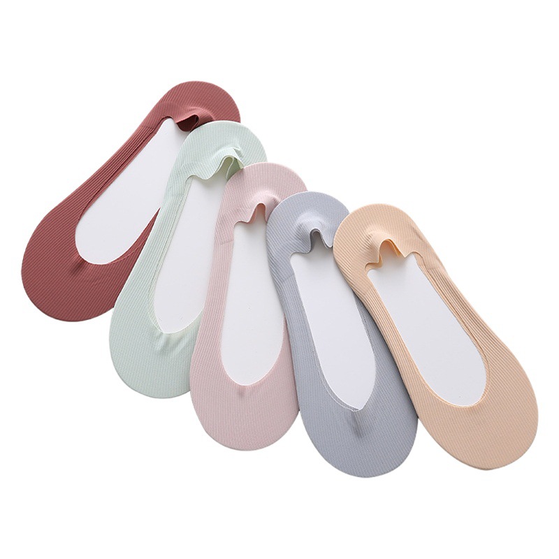 Boat Socks Women's Summer Thin Ice Silk Arbitrary Cut Shallow Mouth Invisible Socks Cotton Bottom Non-slip Heel Sweat-Absorbing Deodorant Socks