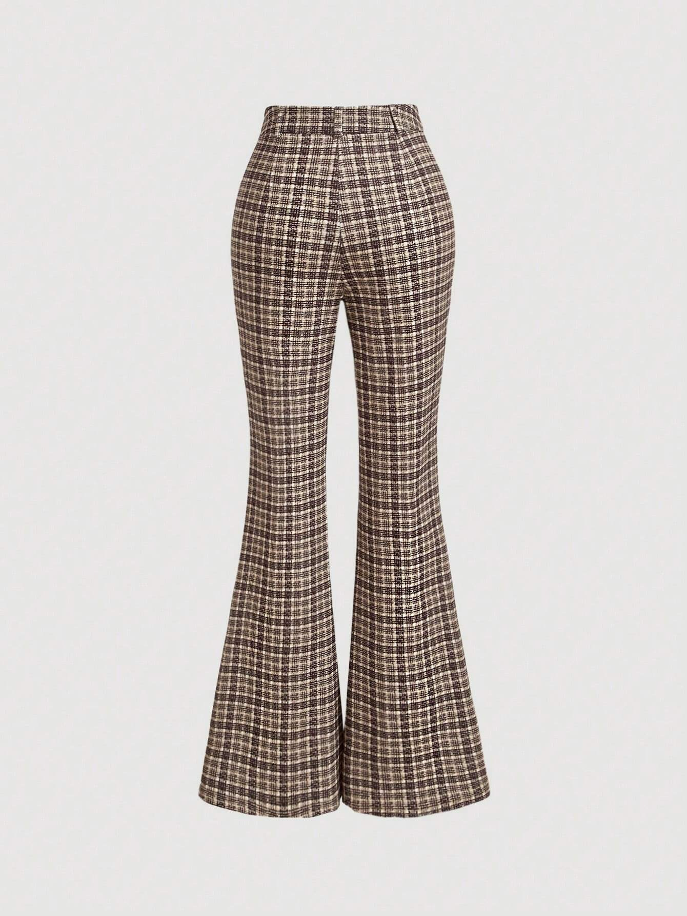 2024 European and American Cross-border Women's Wear Spring and Summer Elegant Commuter High Waist All-match Plaid Striped Vintage Trousers BB0309