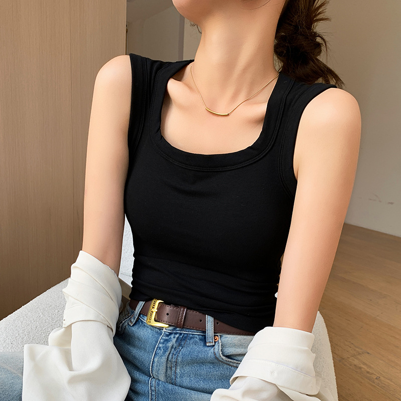 Picture of H875 One-piece Wide Shoulder Belt Vest with Chest Pad Women's Inner Wearing Summer I-shaped Slim-fit Outer Wearing Base Top Tube Top