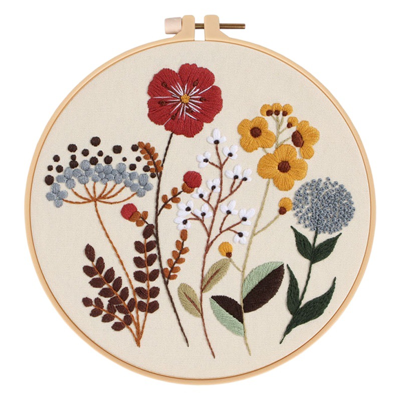 diy handmade embroidery kit material package European quiet flowers and plants warm color cross-border English new original