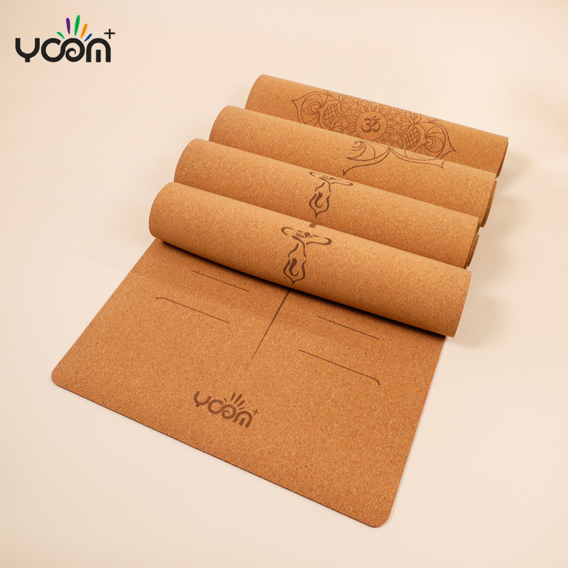 [cork yoga mat] plus thick natural rubber gymnastics local tyrants mat laser engraving logo body position line printing