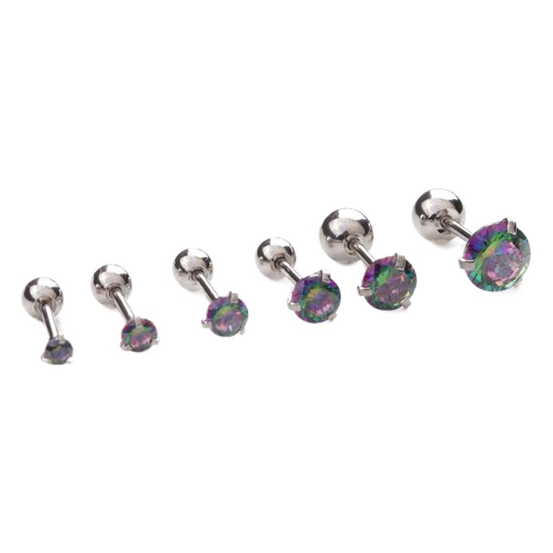 AliExpress jewelry simple 3-claw zircon earring stainless steel screw ear bone nail foreign trade ear puncture wholesale