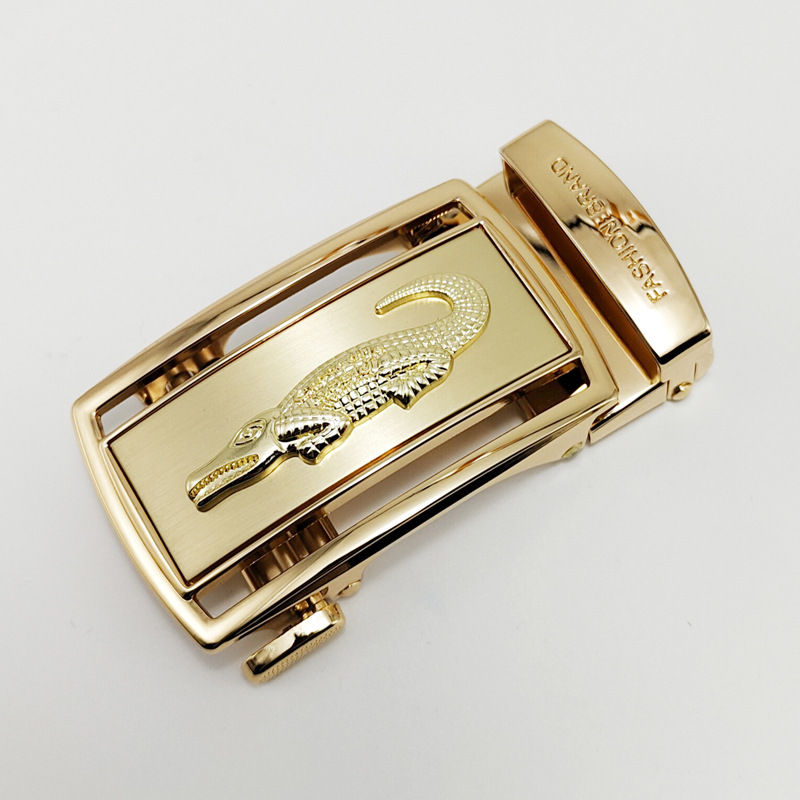 Men's Crocodile Automatic Buckle Belt Buckle Head Zinc Alloy Imitation Steel Automatic Buckle Head Waist Casual Pants Buckle 3.5