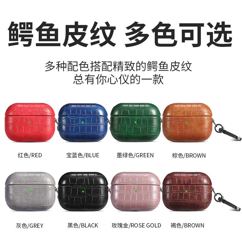 Picture of For Airpods leather case PU crocodile pro protective shell 2 generation Apple wireless Bluetooth headset cover