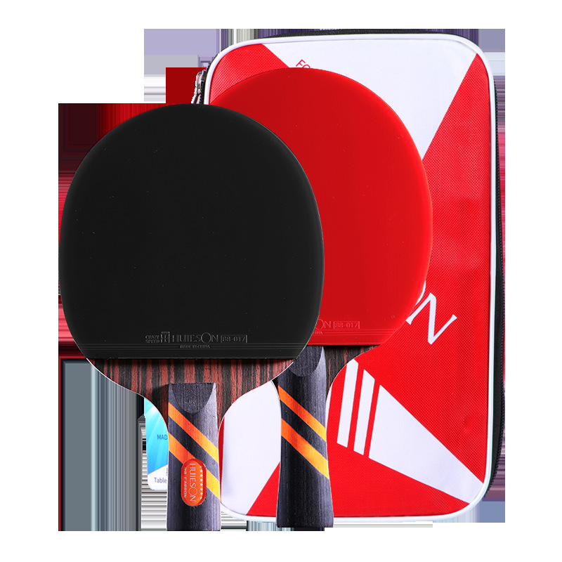 Picture of Huisheng M8 double pair of high elastic professional table tennis racket horizontal racket straight racket with racket set pure wood table tennis racket set