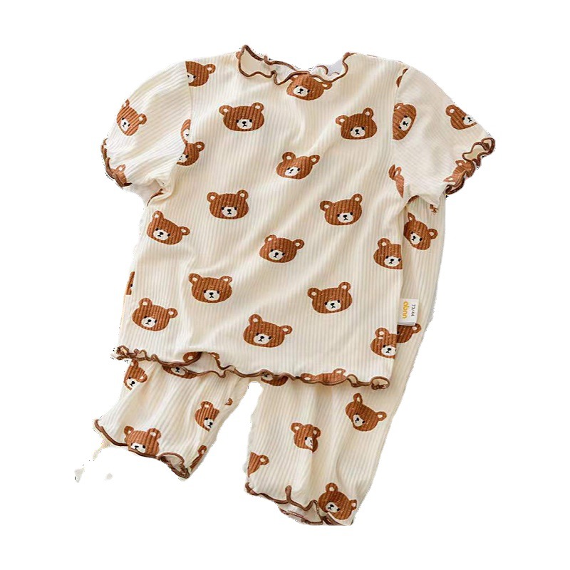 Picture of Children's pajamas Summer New Girls' Outer Wear Short-sleeved Floral suit Summer Two-piece Set