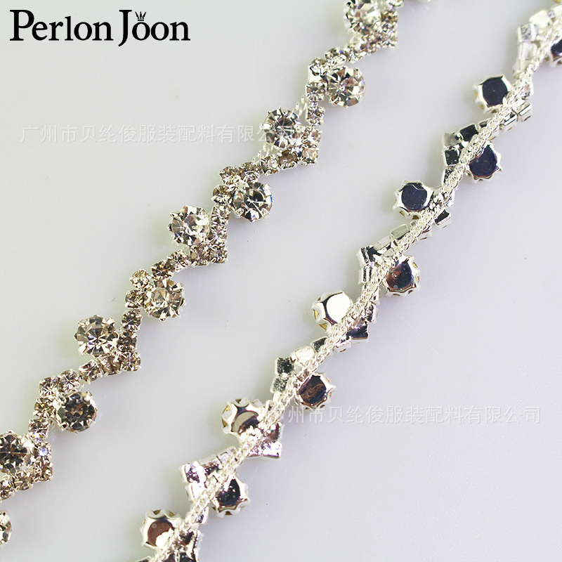 Super quality silver welding code chain rhinestone chain headdress wedding dress DIY clothing accessories accessories shoes and hats decoration