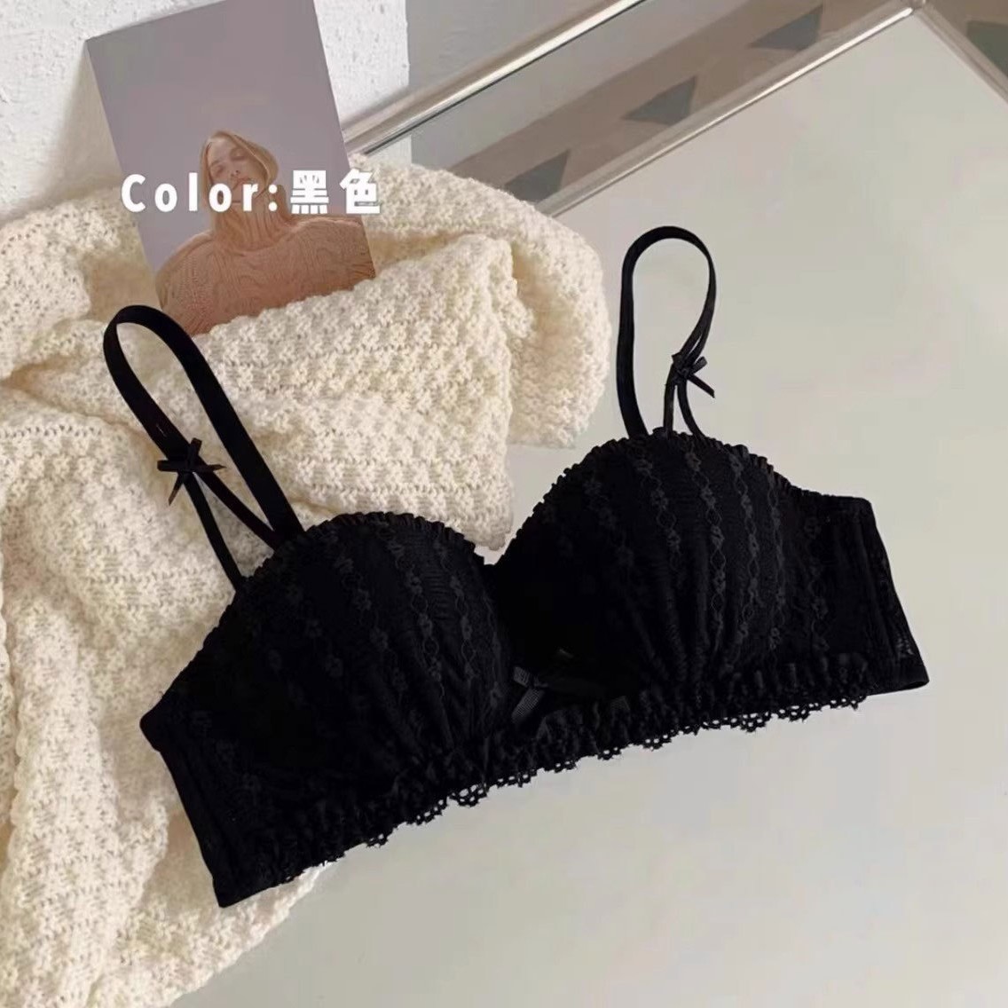 Small Bust Push-Up Non-Gaping Bandeau Bra for Women Without Underwire, Enhancing Flat Chest, Special Sexy Bra Set