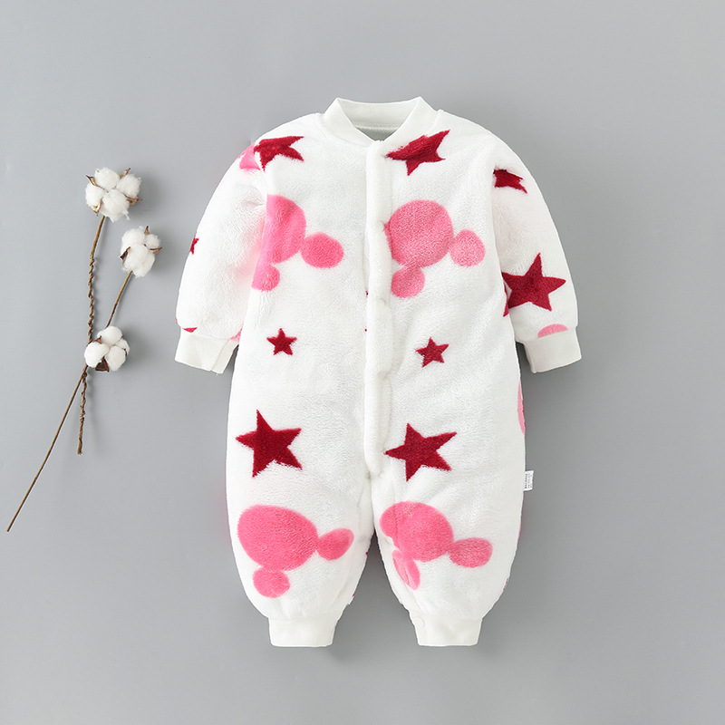 Picture of Baby Clothes Clothing Spring Autumn and Winter Short-sleeved Thickened Hassel Men's and Women's Baby Flannel Warm Jumpsuit Pajamas
