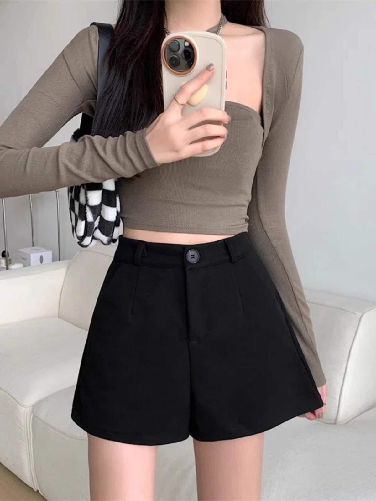 Casual Pants for Women 2023 Autumn and Winter New High Waist Slimming Woolen Wide Leg Pants for Small Men Fashionable Korean Style Outer Wearing Boots Pants