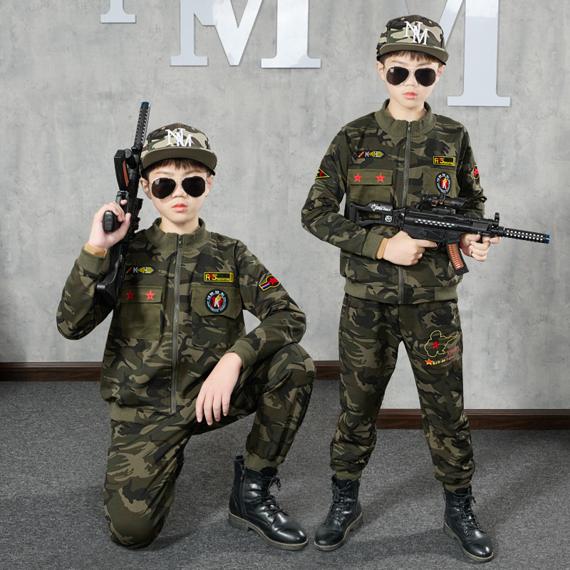 Military training sportswear special forces military uniform 2024 autumn new camouflage clothing middle and big children autumn clothing primary school student two-piece suit