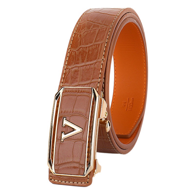 Leather belt men's business leisure printing explosion scratch-resistant wear-resistant belt buckle cross-border manufacturers direct wholesale