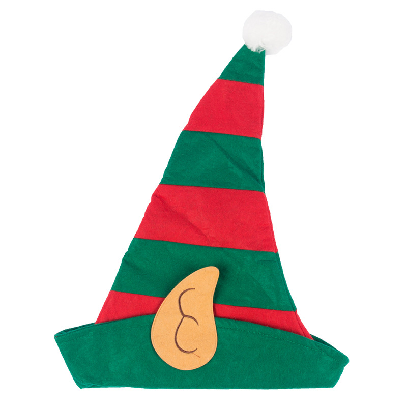 Picture of Christmas hat Christmas hat clown hat ears red and green striped hat Christmas party decorations children's elf hat