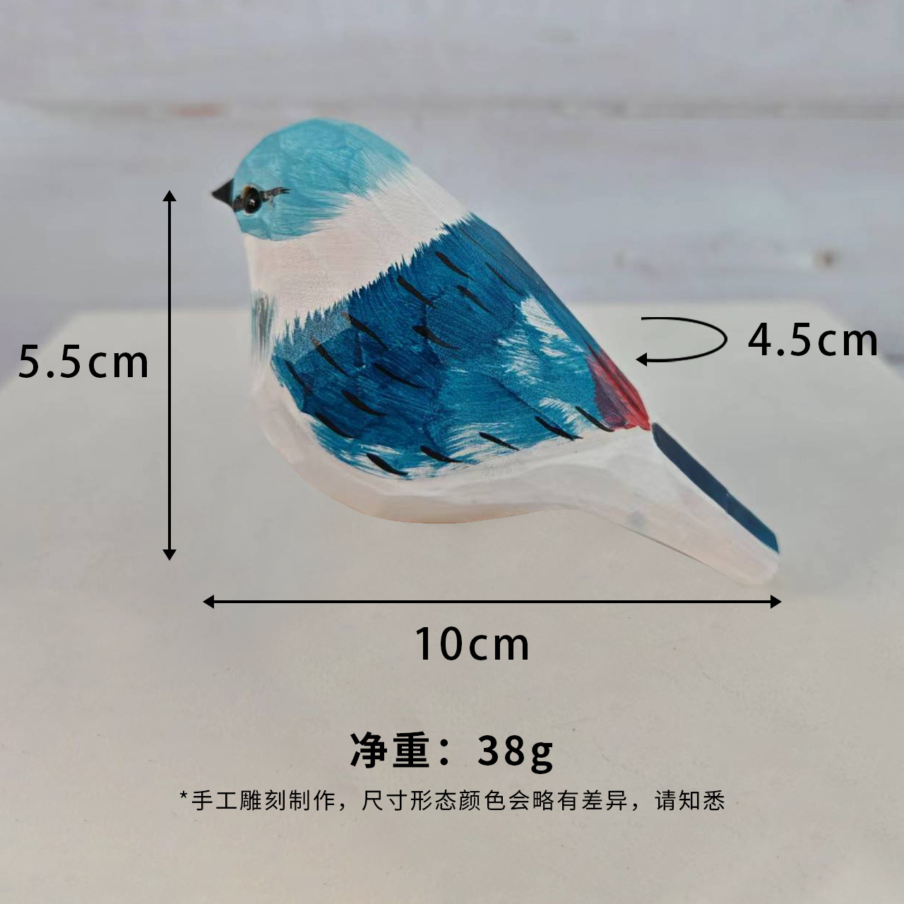 Picture of Bird Wood Carved Ornaments Cute Children's Toys Birthday Gift Hand Carved Colored Healing Desktop Ornaments Animals