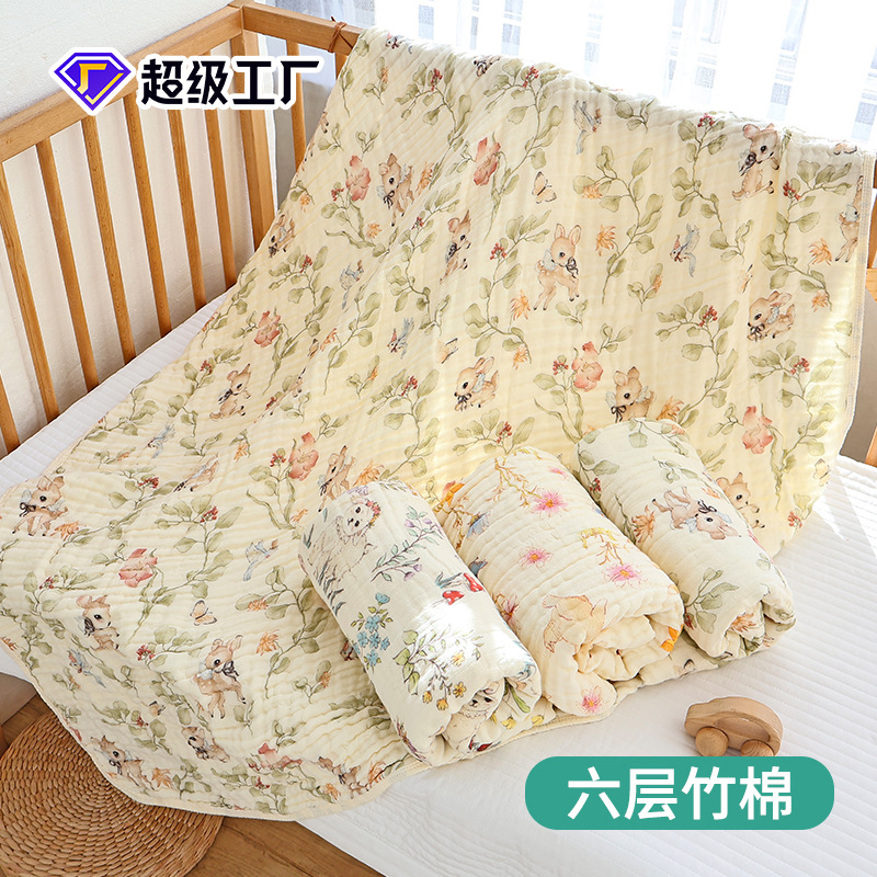 Picture of Baby Gauze Bath Towel Six-Layer Bamboo Cotton Baby Blanket Universal Soft and Absorbent Kidsren's Large Size Bath Towel for All Seasons