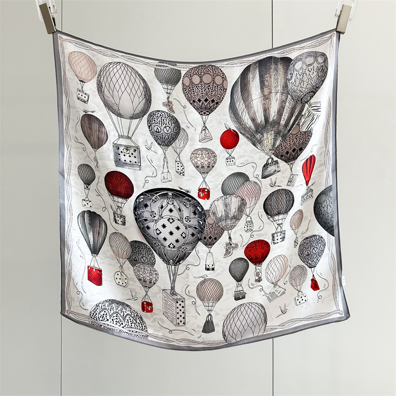 Picture of High-grade Silk Scarf Women's Spring Colorful Balloon Mulberry Silk Mid-square Scarf Elegant Light Luxury All-match Shawl Scarf