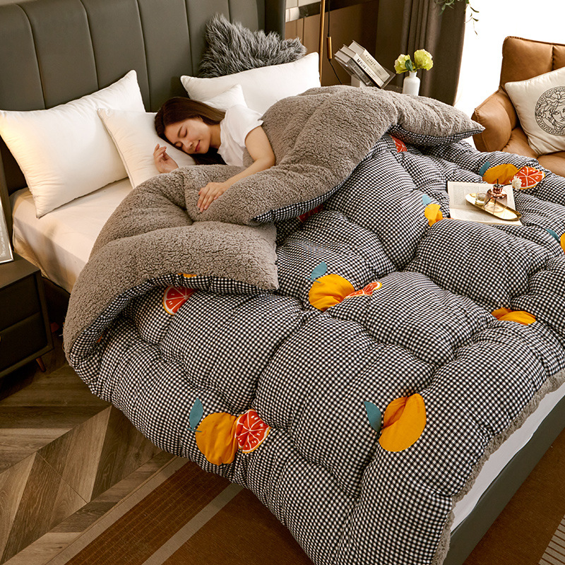 Picture of Cross-border Lamb Velvet Sanding Printed Winter Quilt Spring and Autumn Thickened Quilt Core Single Double Student Dormitory Air-conditioning Quilt