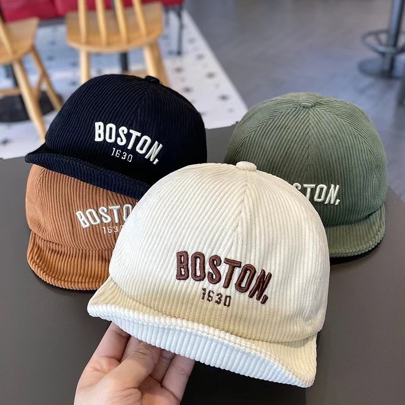 Korean Style Children's Hat Spring Autumn and Winter Soft Corduroy Cap Baby All-match Corduroy Windproof Baseball Cap Trendy for Boys and Girls