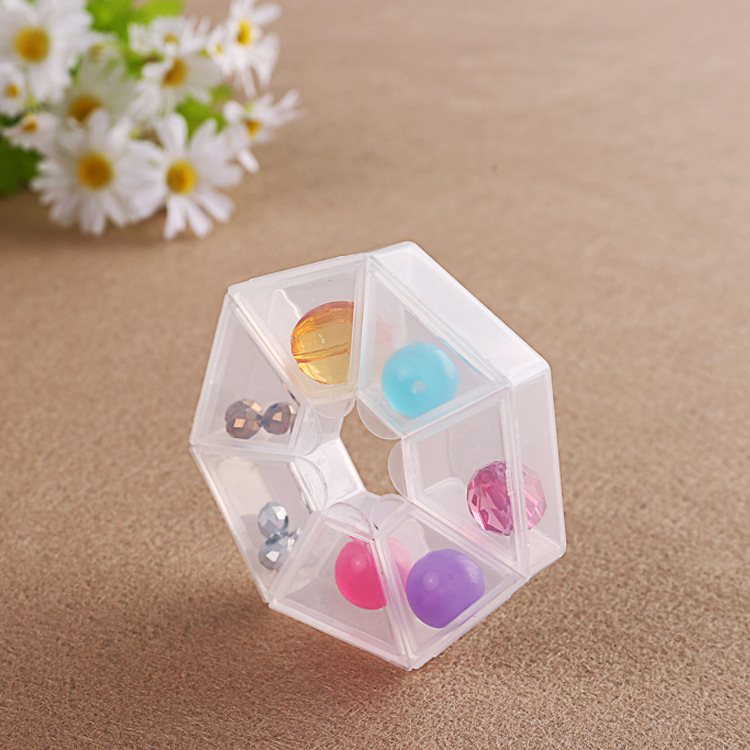 Picture of Disc 8 grid earrings jewelry PP storage box handmade beaded rice beads nail art bright with lid dustproof packaging box wholesale