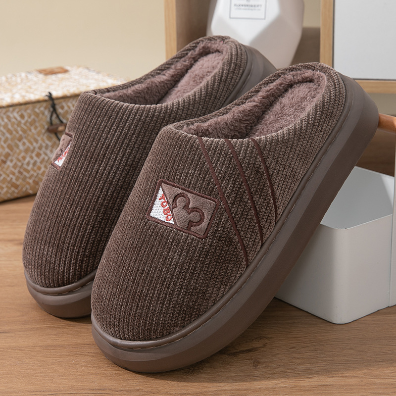 Picture of Cross-border New Men's Cotton Slippers Autumn and Winter Warm Thick Bottom Non-slip Home Indoor Quiet Household Cotton Slippers for Guests