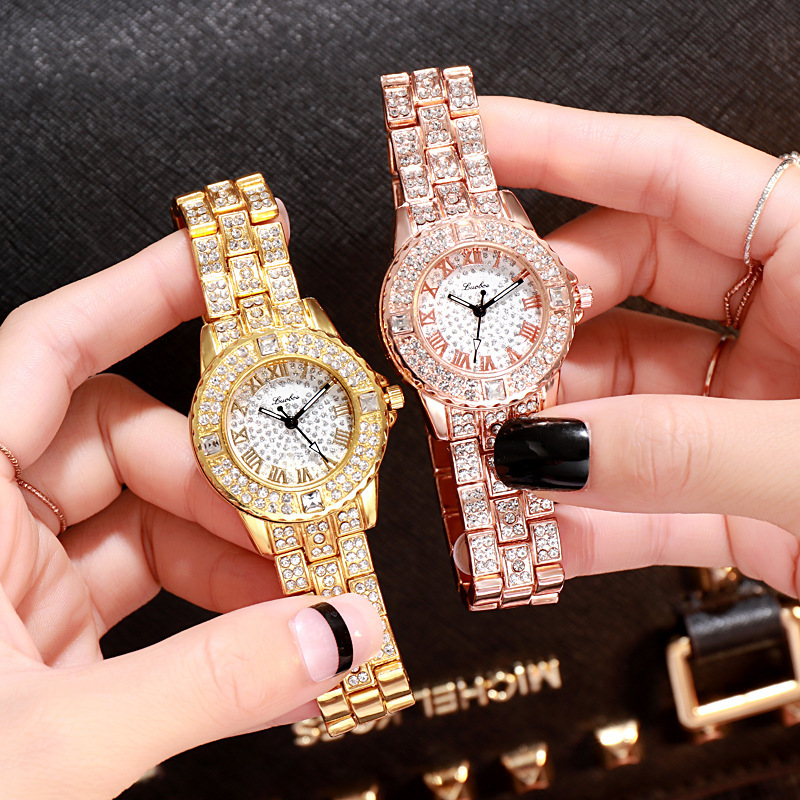 Gypsophila Steel Band Watch Simple Rhinestone Women's Watch Fashion Student Watch High-End Alloy Watch Quartz Watch