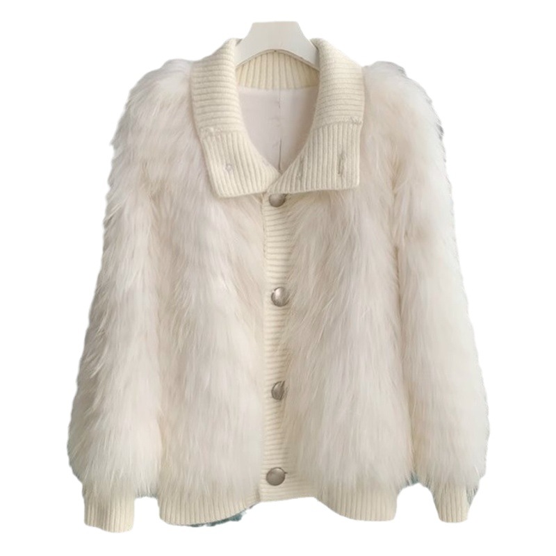 Faux mink velvet turtleneck sweater cardigan women's autumn and winter 2024 new high-grade temperament loose top knitted coat