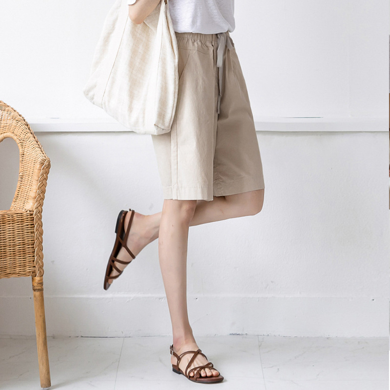 Picture of Five-point Pants Women's Loose Shorts Summer Thin High Waist 100.00kg Years New Casual Pants Women's Straight Black Five-point Pants
