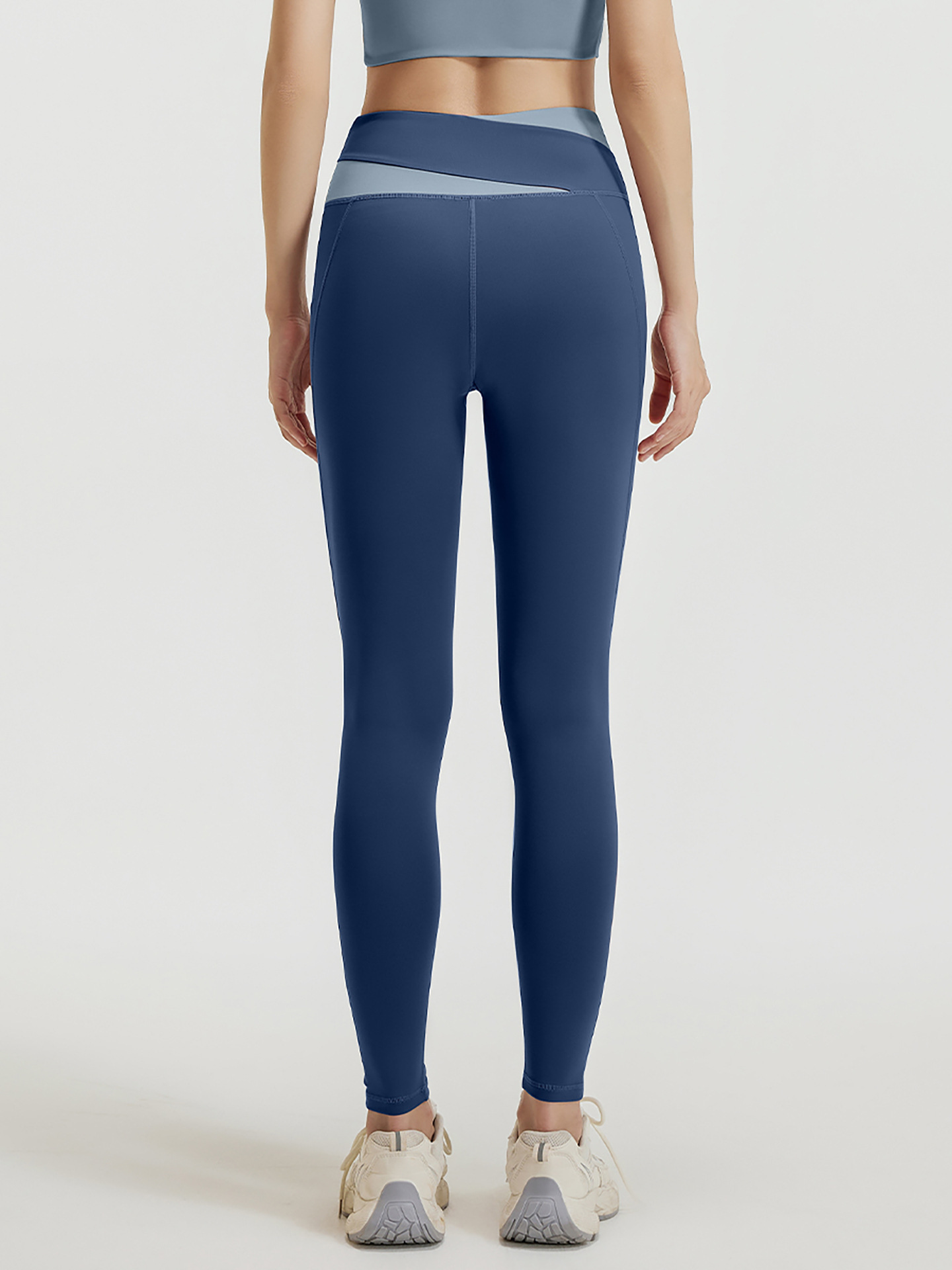 Picture of Stitching Color Contrast High Waist Yoga Pants Women's Hip Lifter and Belly Tight Stretch Cross Waist Fitness Pants Running Sports Yoga Pants