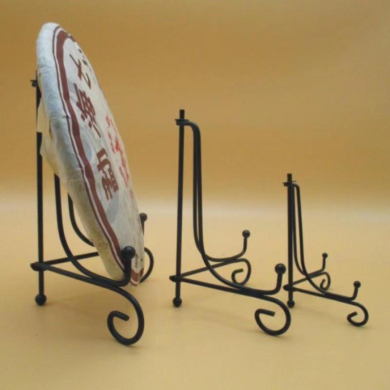 Picture of Black Iron Plate Bracket Tea Cake Bracket Clock Vinyl Record Commemorative Plate Medal Display Bracket Base