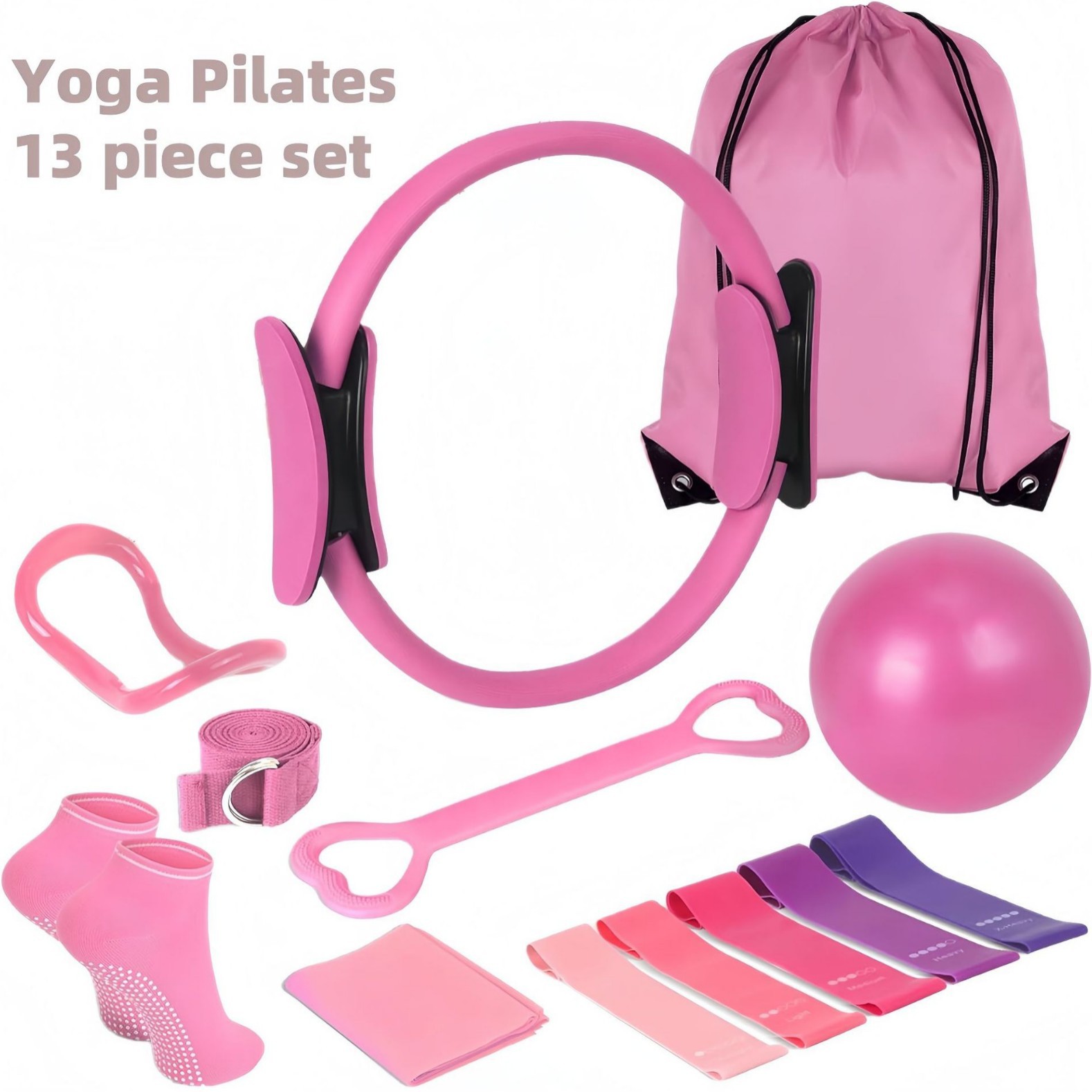 Cross-border New Yoga Pilates Ring 13-piece Fitness suit Home Exercise Novice Yoga Equipment Accessories
