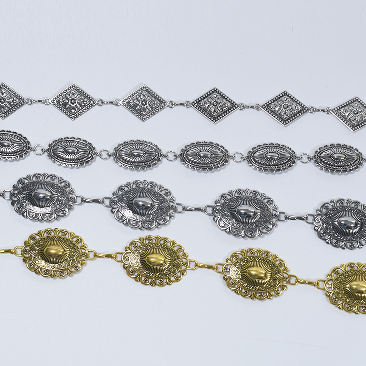 Cross-border European and American Retro Carved Metal Waist Chain Accessories Women's Chain Belt Ethnic Style Matching Skirt Spice Girls' Belt Y2K