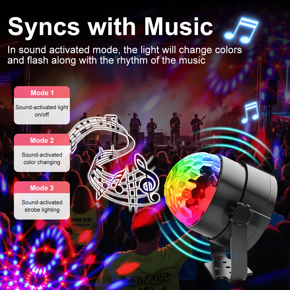 Water ripple colorful voice control bracket magic ball Northern Light projection ambient light stage light crystal rotating magic ball