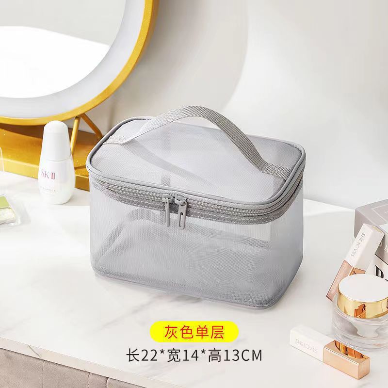 Picture of Large Capacity Toiletry Bag Portable High-value Cosmetic Bag Multi-purpose Travel Double-layer Toiletry Bag Storage Bag Mesh Bag