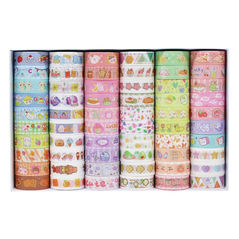 Cartoon and paper tape suit 60 rolled in Japanese ins style sticker tape hand account gift box diy decorative material painting