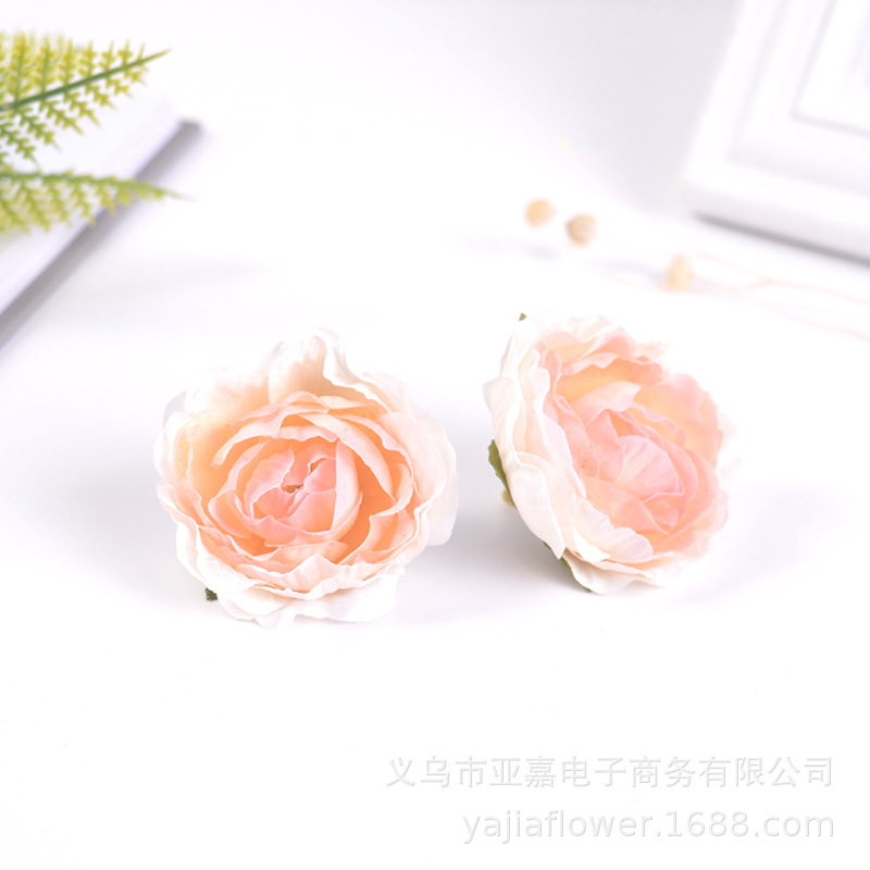 Picture of Artificial Flower Head diy Handmade Accessories Headgear Flower Court Color Flower Morandi Color Tea Rose Fragrant Princess Peony