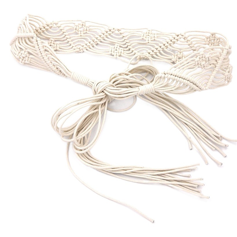 Bohemian Style Belt Retro Wax Rope Woven Women's Belt Ethnic Style Handmade Tassel Waist Rope Waist Chain