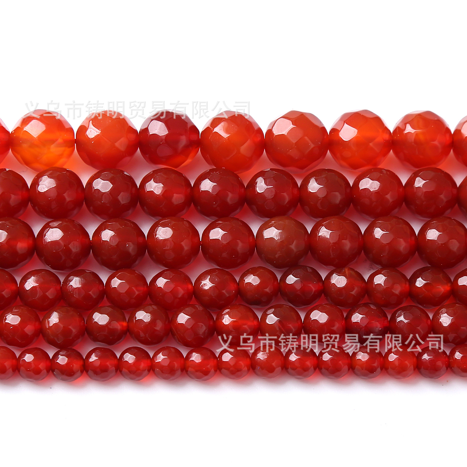 Picture of 5A cut red agate loose beads faceted red agate round beads hand woven beaded crystal necklace accessories
