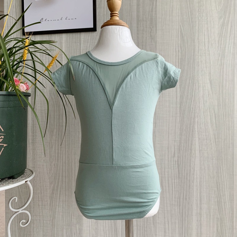 Picture of Children's Dance Training Clothing Mesh One-piece Open Crotch Hidden Button Summer Short-sleeved Clothing Chinese Folk Dance Test Grade Female
