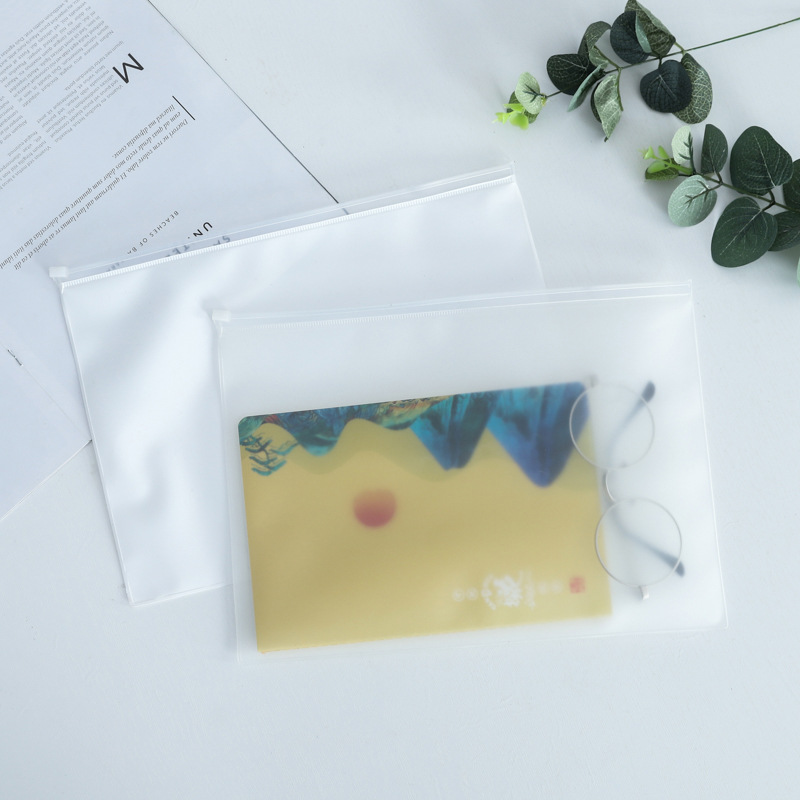 peva Frosted Translucent Self-sealing Bag Track Zipper Plastic Bag File Storage Bag Durable and Soft