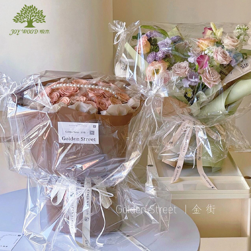 Flower Bouquet High Transparency Dust Bag Packaging Bag Large Bouquet Plastic Bag Handbag Floral Flower Shop Materials Wholesale