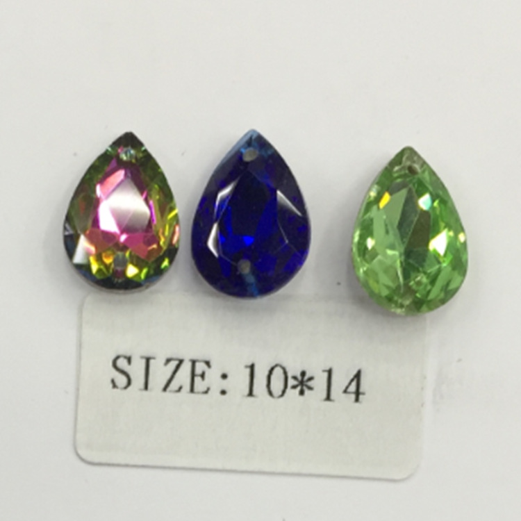 Picture of Factory wholesale 18*25 water drop double hole glass wedding dress diamond diy hair accessories shoes accessories beads in stock