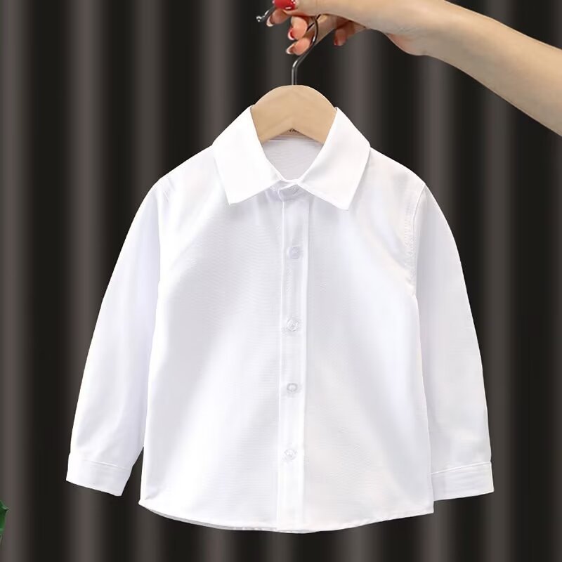 Picture of Children's White Shirt for Boys 2025 New Long-Sleeved Spring and Autumn New Style Primary School Uniform for Older Girls White Shirt