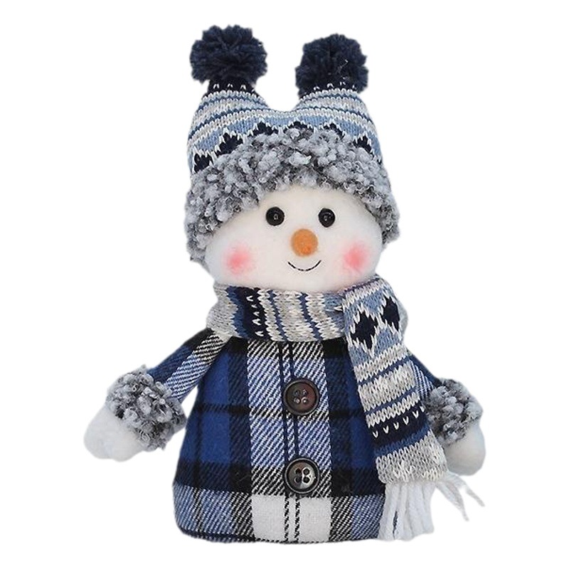 Christmas Christmas New Cross-Border Blue Fabric Snowman Doll Doll Christmas Item Desktop Ornaments