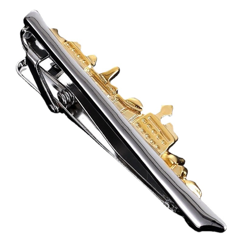 Men's shape metal bullet aircraft collar clip creative two-color pen sail fun tie clip spot