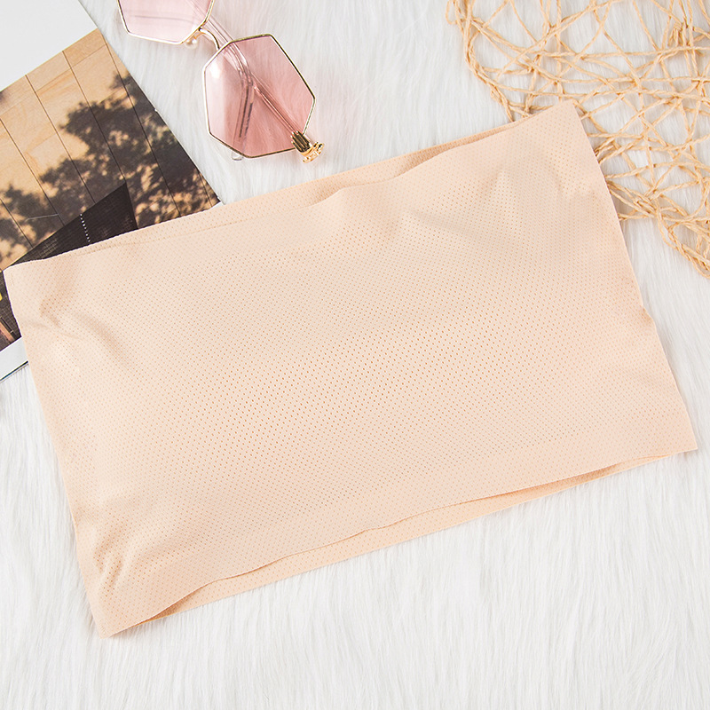 Picture of Seamless Ice Silk Breathable Tube Top Bottoming Anti-running Light One-word Beautiful Back Ice Silk Hollow Tube Top Wrapping Detachable Chest Pad