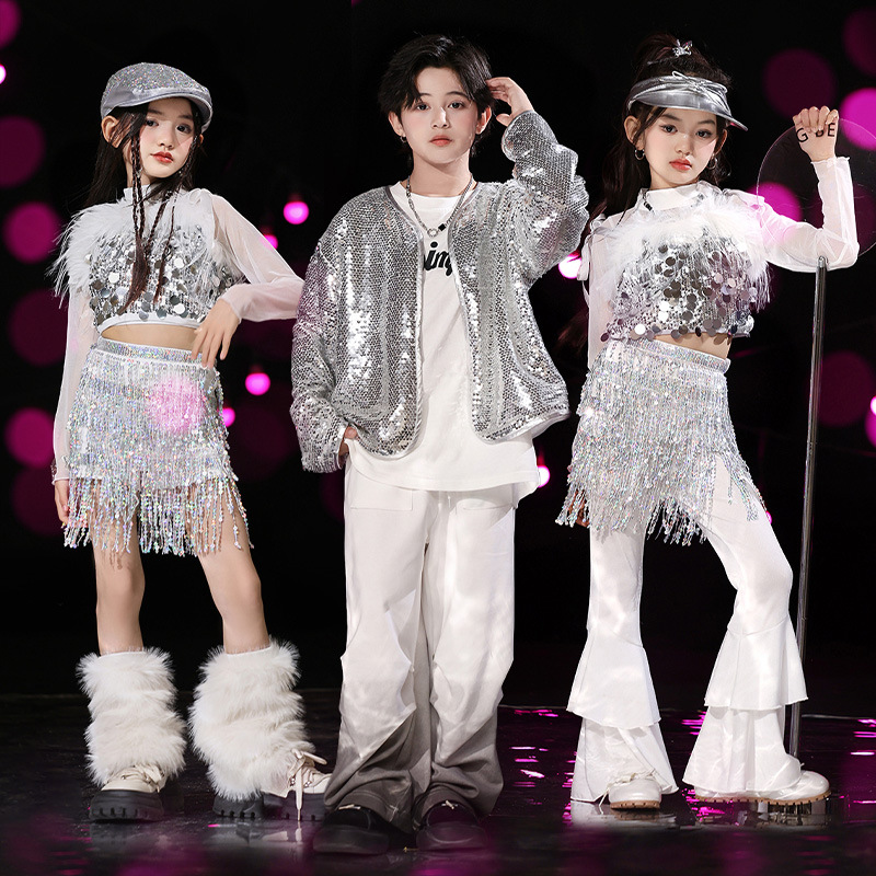 Jazz Dance Costume Girls Trendy Cool Fashionable Jazz Women's Group Dance Costume Street Dance Children's Fashion Costume New Year's Day Table Costume