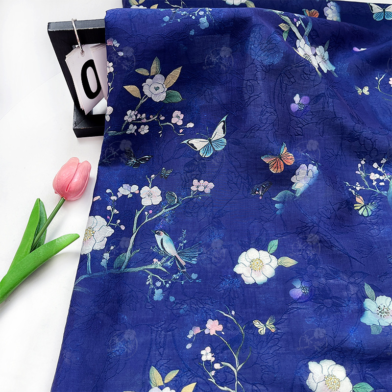Green Butterfly New Chinese style Tencel jacquard fabric Hanfu cheongsam dress top fabric handmade DIY fabric
