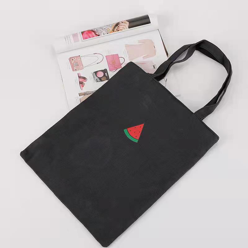 Canvas bag logo printed pattern advertising canvas bag in stock empty white handbag factory wholesale