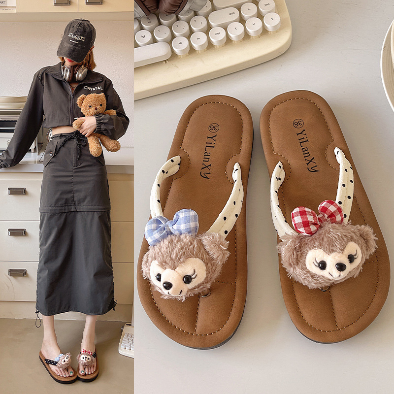 Summer New All-match Soft Bottom Sandals and Slippers Beach Flat Casual Cyber Celebrity Cartoon Cute Flip-flops Outer Wear Slippers