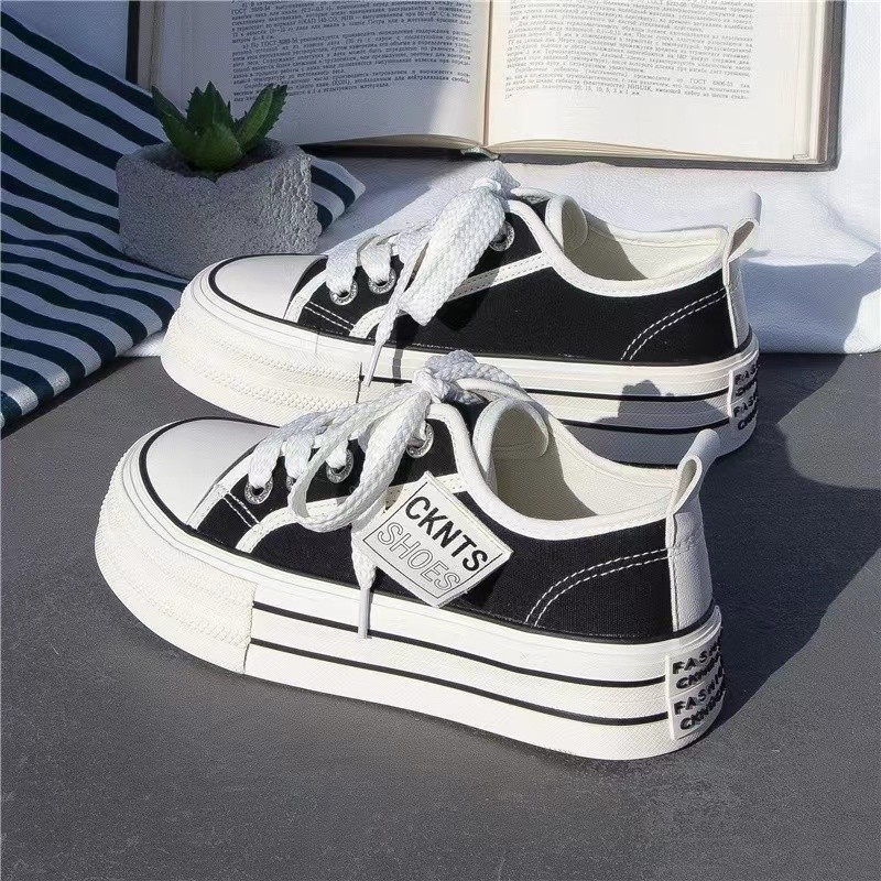 Women's Platform Shoes Canvas Shoes 2024 New Summer Thin Breathable Casual Sports Board Shoes Hong Kong Style White Shoes